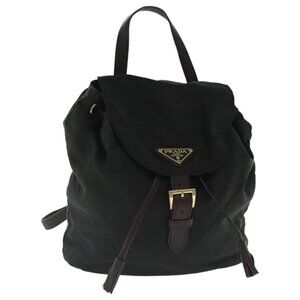 PRADA Backpack Nylon Green Gold Auth bs19006